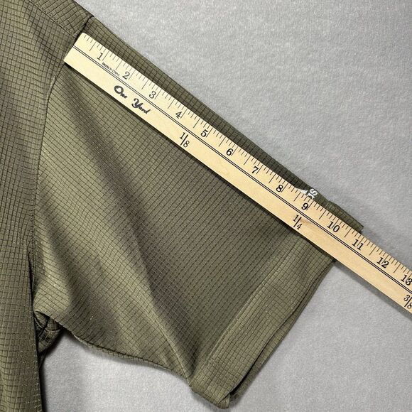 NC State Men’s L Adidas Full Button Short Sleeve Polo Army Green Waffle Pattern - Picture 9 of 11